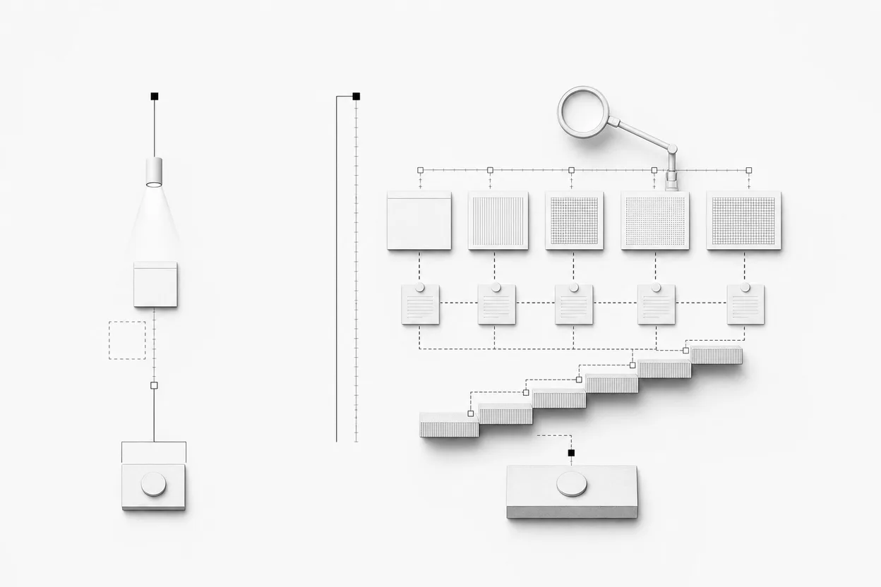 A quick search path beside a deeper research path