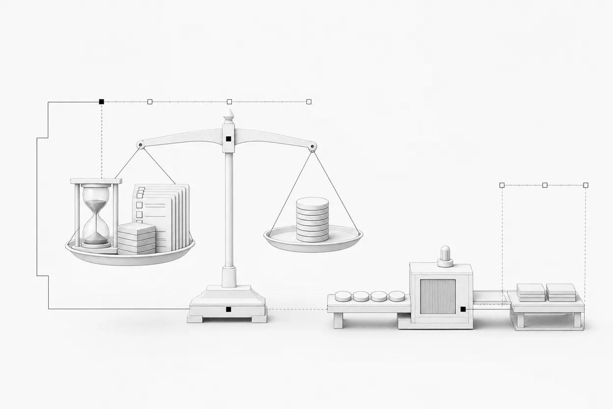 A balance weighing search time against subscription cost