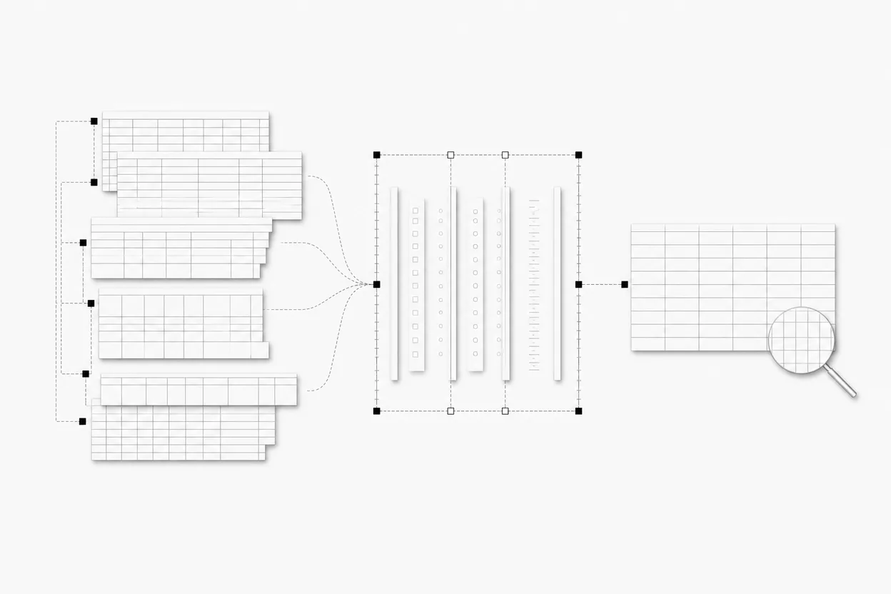 Messy spreadsheet exports becoming a clean structured table