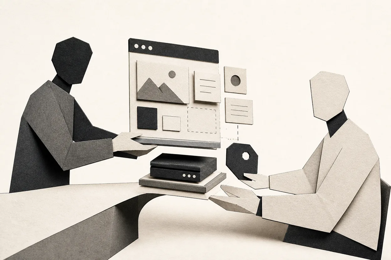 A website handoff transferring editable pages, account access, and hosting control to the client
