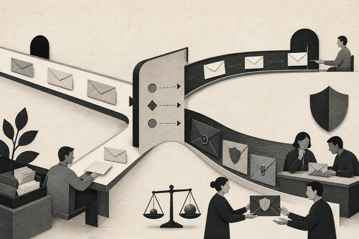 Routine email routed to automation while sensitive messages stay with human reviewers