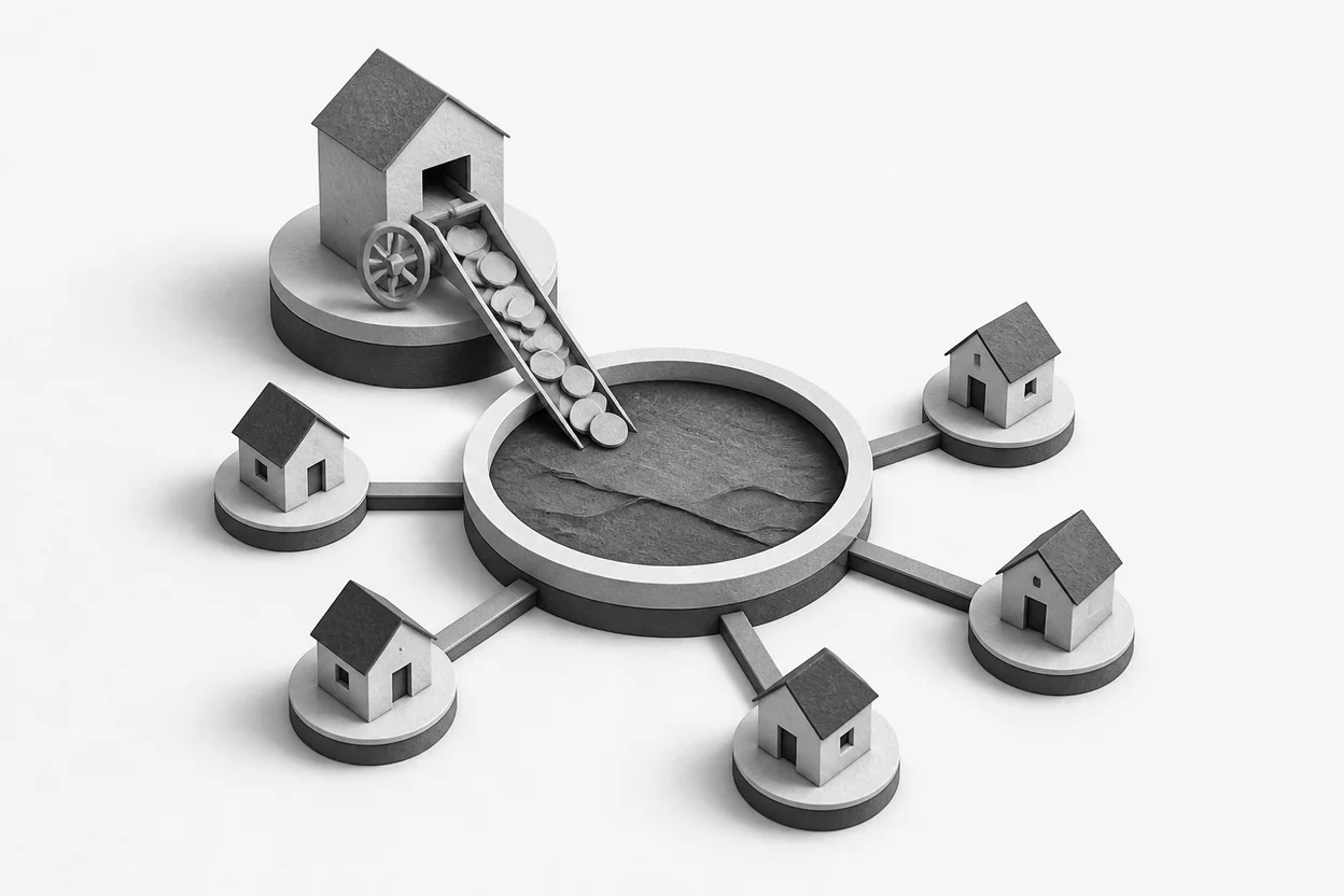 One manager-controlled inlet replenishing a shared family AI credit pool
