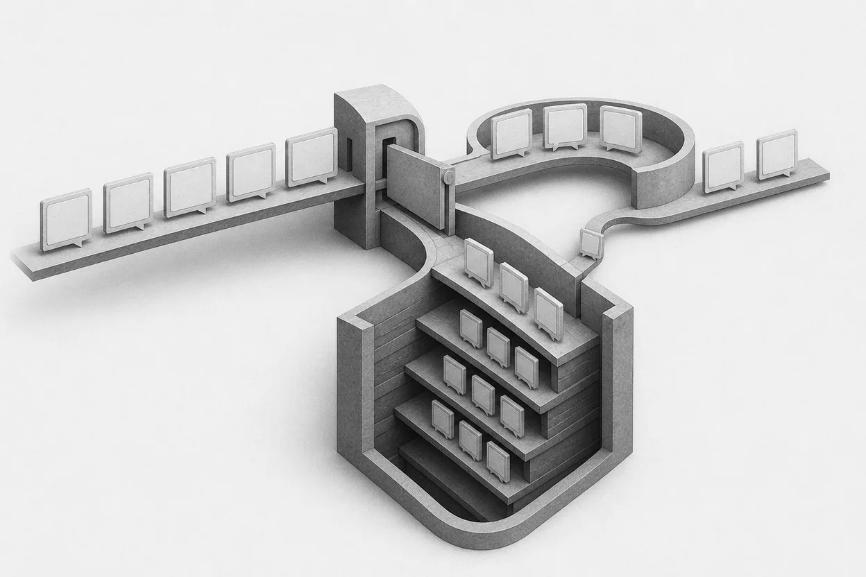 Personal chats branching between saved training use and a short retention path