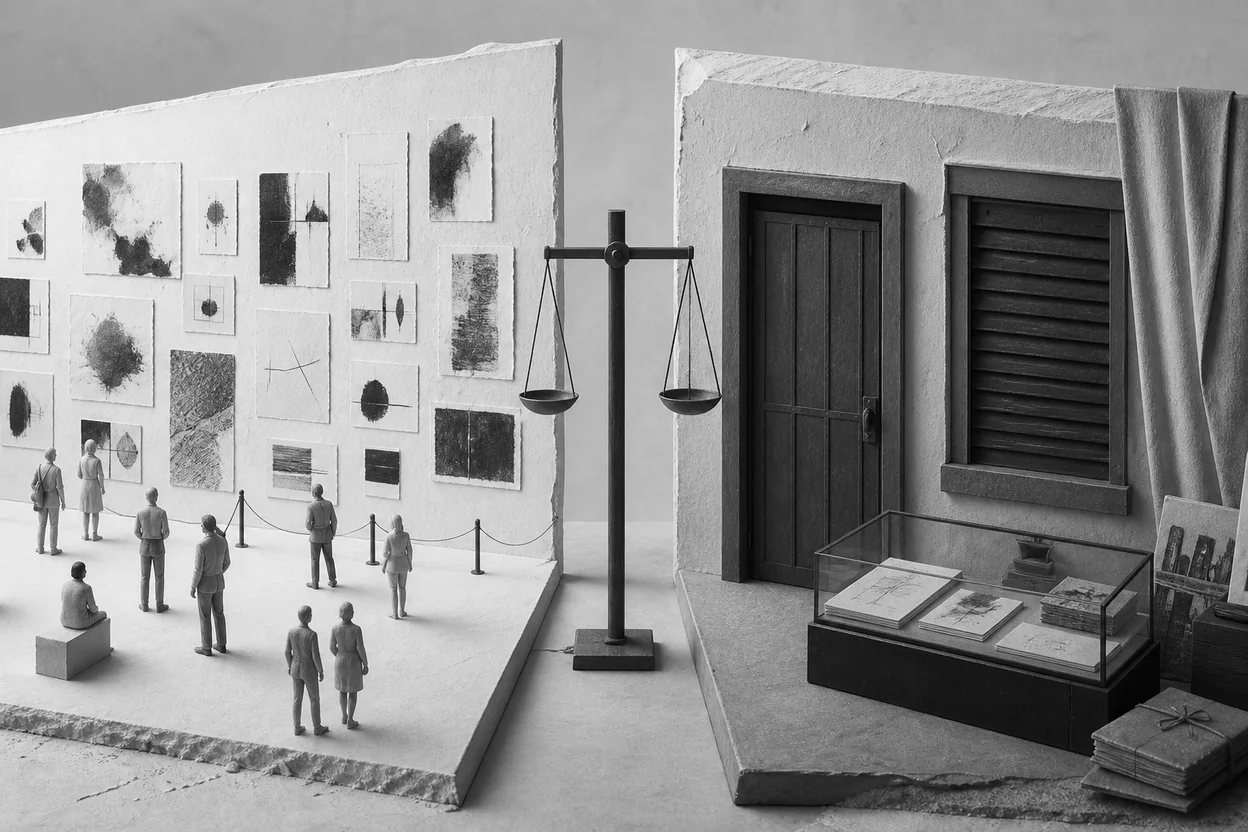 A public image gallery compared with a sealed studio for confidential client work